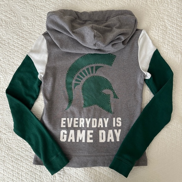 Victoria's Secret PINK Michigan State Spartans MSU Zip Up Hoodie Sweatshirt - Picture 7 of 9